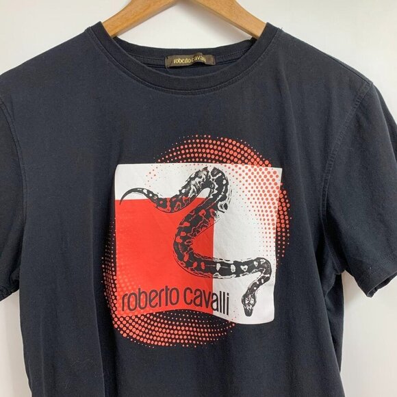 Roberto Cavalli Men's Snake Print Graphic Authentic Hologram T Shirt Size L - Picture 4 of 12
